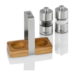 Adhoc Messer & Co. Entdecken|Kräuter & Gewürze|Pfeffer- und Salzmühle Menage 3-tlg. Minimill silber