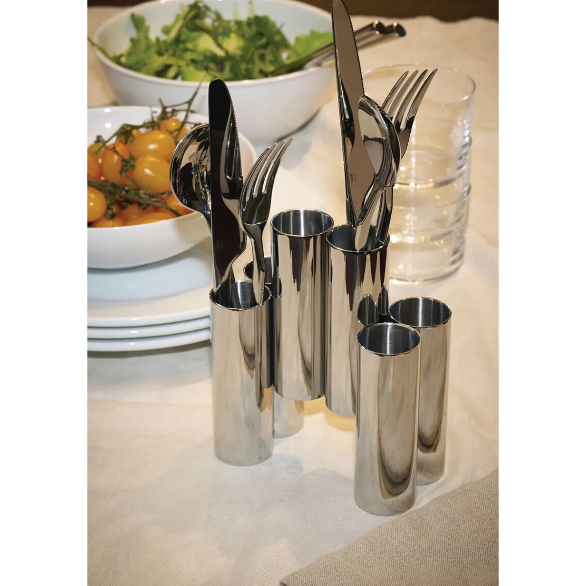 Alessi Neuheiten|Besteckbehälter 13x15 cm Canale edelstahl