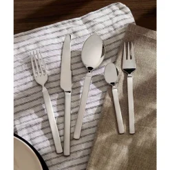 Alessi Besteck Set 1 Person|Besteckgarnitur 5 tlg. Edelstahl Dry mattierter Griff
