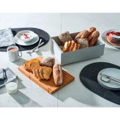 Alessi Brotkästen & Brotkörbe|Brotkasten 34x21 cm Mattina silber