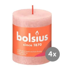 4er Pack Stumpenkerze 80/68 Rustik Shine nebliges rosa 04<Bolsius Outlet