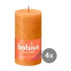 Bolsius Weihnachtskerzen|4er Pack Stumpenkerze 130/68 Rustik Shine honigwabengelb 19
