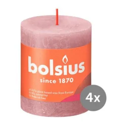 Bolsius Weihnachtskerzen|4er Pack Stumpenkerze 80/68 Rustik Shine eschen rose 39