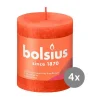 Bolsius Weihnachtskerzen|4er Pack Stumpenkerze 80/68 Rustik Shine herbstliches orange 35