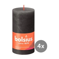 Bolsius Weihnachtskerzen|4er Pack Stumpenkerze 130/68 Rustik Shine stürmisches grau 31