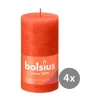 Bolsius Halloween|Weihnachtskerzen|4er Pack Stumpenkerze 130/68 Rustik Shine herbstliches orange 35