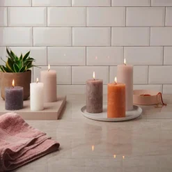 4er Pack Stumpenkerze 130/68 Rustik Shine eschen rose 39<Bolsius