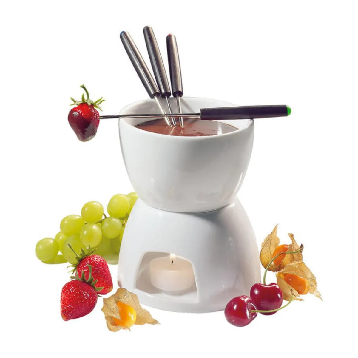 Cilio Kochwelt Entdecken|Fondue|Schokoladenfondue-Set 6-tlg. Classic weiß
