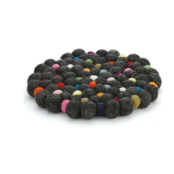 Untersetzer Lana Nero rund 21cm schwarz/bunt Schafwolle<Cilio Hot
