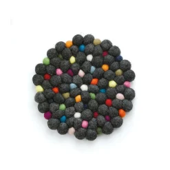 Untersetzer Lana Nero rund 21cm schwarz/bunt Schafwolle<Cilio Hot