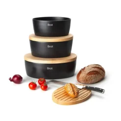 Continenta Brotkästen & Brotkörbe|Brottöpfe|Brottopf oval 27x20cm H.13,5cm Keramik schwarz