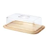 Continenta Servierplatten|Käseglocke 2 tlg. eckig Holz/Acryl 38,5x25,5x11,5cm