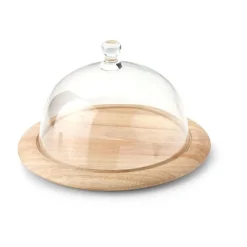 Käseglocke 2 tlg. Holz / Glas 26cm<Continenta Discount
