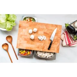 Continenta Bestseller|Multifunktionsbrett 50x33x8 cm Gummibaum-Stirnholz