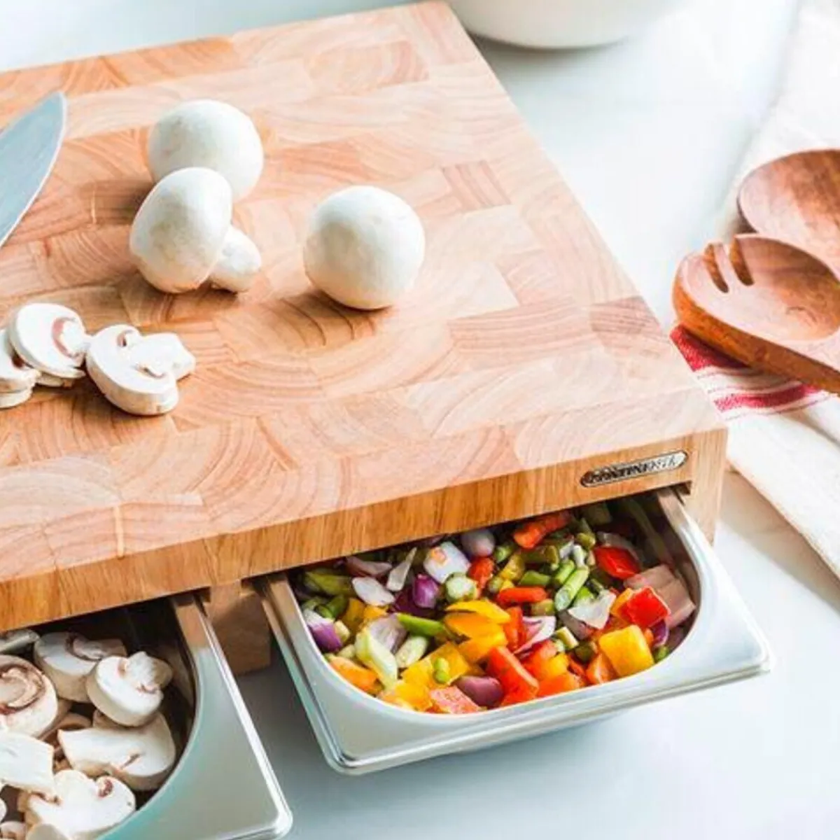 Continenta Fermentieren|Schneidebretter Aus Holz|Multifunktionsbrett 50x33x8 cm Gummibaum-Stirnholz