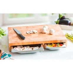 Continenta Kräutergarten|Multifunktionsbrett 50x33x8 cm Gummibaum-Stirnholz