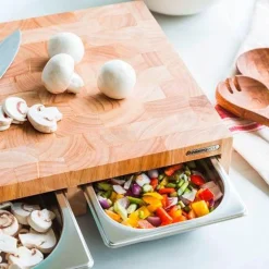 Continenta Pilzküche|Einmachen & Fermentieren|Multifunktionsbrett 50x33x8 cm Gummibaum-Stirnholz