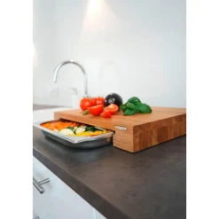 Schneidebrett mit Schublade 39x27x6 cm Stirnholz<Continenta Best