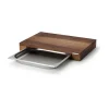 Schneidebrett Walnuss m. Edelstahl Schublade 48 x 32,5 x 6 cm<Continenta New