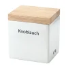 Vorratsdose Knoblauch Keramik m. Holzdeckel 14x12x15,5cm<Continenta Online