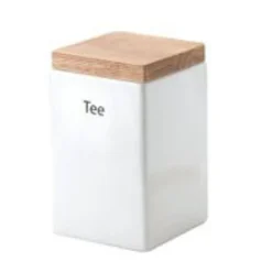 Continenta Vorratsdosen|Vorratsdose quadrat. Steingut/Holzdeckel 1000ml