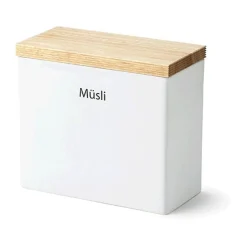 Continenta Vorratsdosen|Vorratsdose quadrat. 20x10x18,5cm Keramik/Holzdeckel