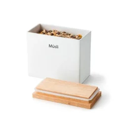 Continenta Vorratsdosen|Vorratsdose quadrat. 20x10x18,5cm Keramik/Holzdeckel