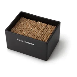 Vorratsdose 17,5x13,5x11cm Steingut/Holzdeckel schwarz<Continenta Online