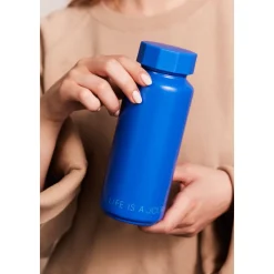Thermoflasche 0,5 l Ton-auf-Ton Life is a journey blau<Design Letters Sale