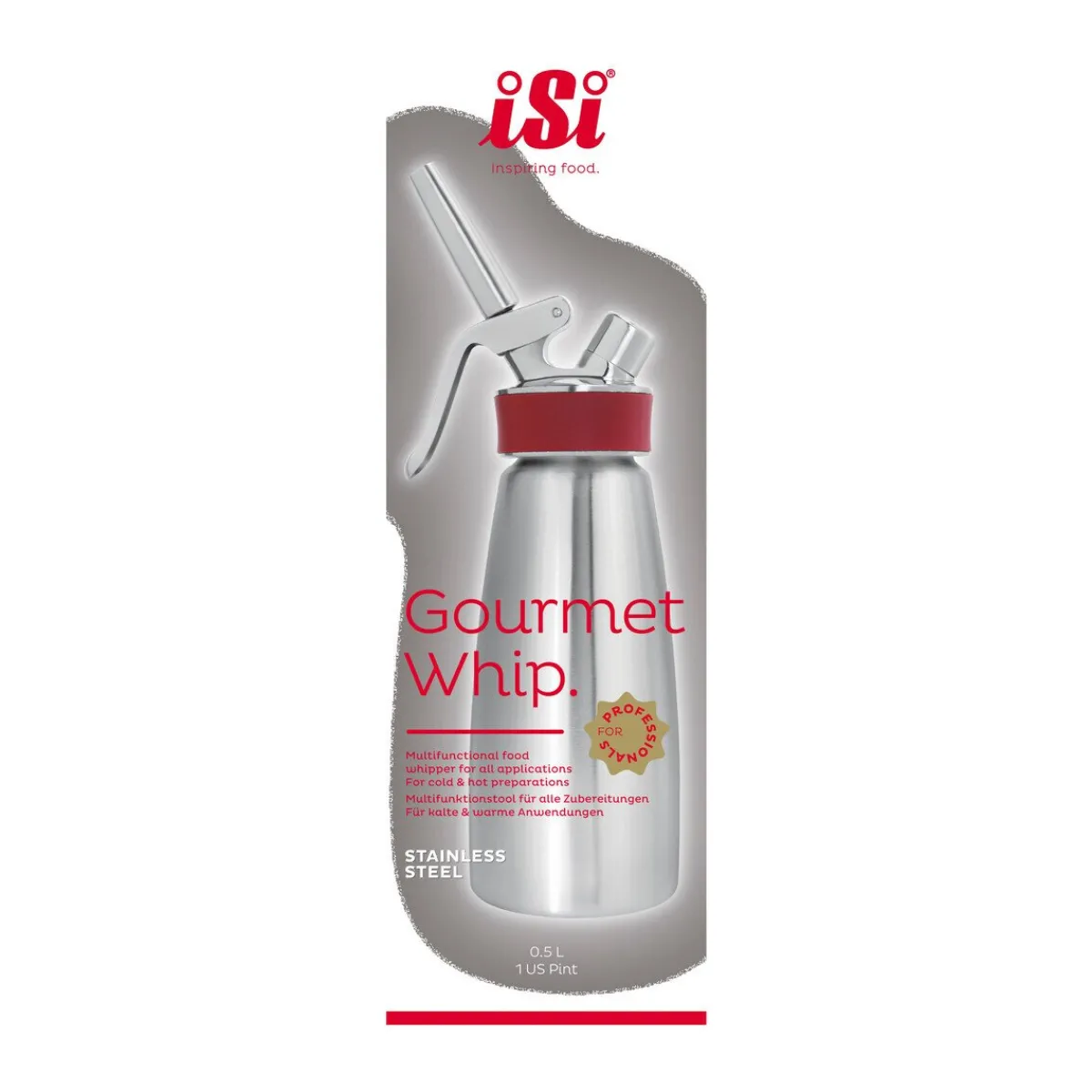 Saucen-/Schlagsahnebereiter Gourmet Whip 0,5 l edelstahl<ISI Online