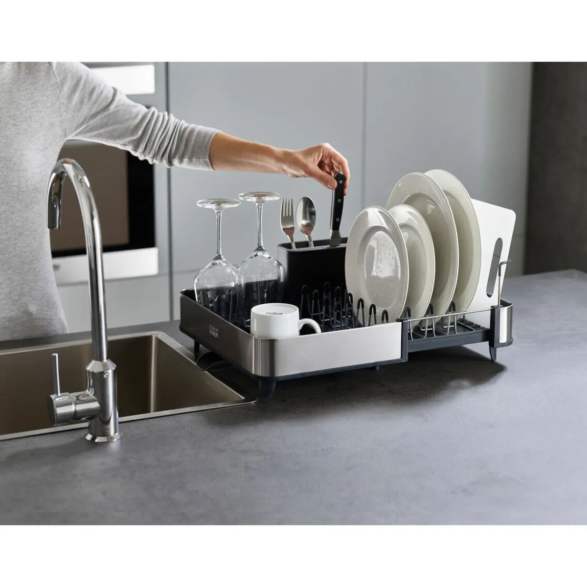 Ausziehbares Geschirrabtropfgestell 35 cm Extend edelstahl<Joseph Joseph New