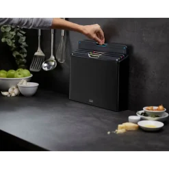 Joseph Joseph Messer & Co. Entdecken|Schneidebretter Aus Kunststoff|Schneidebrett-Set 5-tlg. Folio schwarz