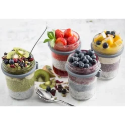 Frühstücksglas mit Deckel und Löffel 350ml<Kilner