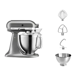 KitchenAid Kochwelt Entdecken|Vatertag|Küchenmaschine 4,8 l 300 W Artisan Premium Medaillon Silber