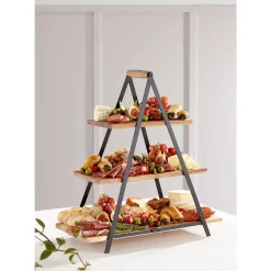 Ladelle Tischwäsche|Spanischer Sommerurlaub|Servierturm Akazie/Eisen 50x24x54cm