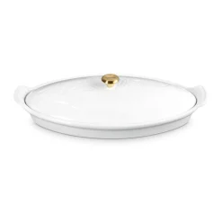 Le Creuset Backformen|Kochwelt Entdecken|Fischbackform mit Deckel 34 cm Tradition White