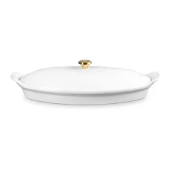 Le Creuset Backformen|Kochwelt Entdecken|Fischbackform mit Deckel 34 cm Tradition White