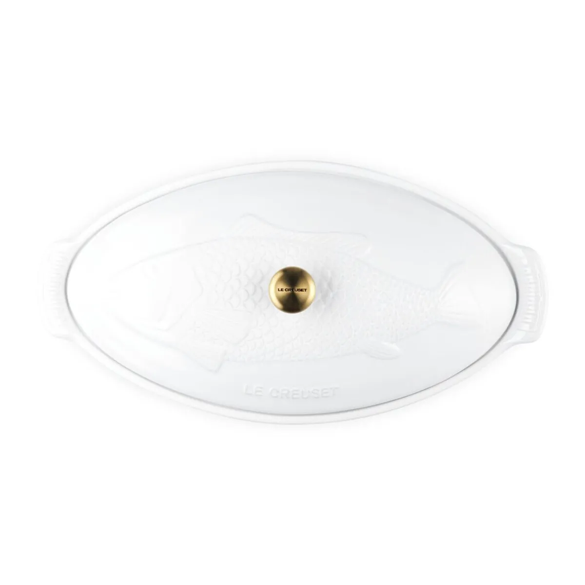 Le Creuset Backformen|Kochwelt Entdecken|Fischbackform mit Deckel 34 cm Tradition White