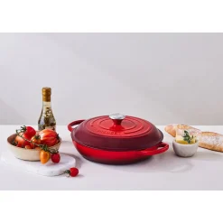 Le Creuset Pilzküche|Gourmet Profi-Topf mit Deckel 30 cm Signature Kirschrot