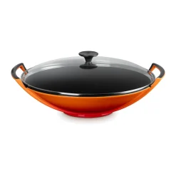 Le Creuset Kochwelt Entdecken|Pfannen|Wok mit Glasdeckel 36 cm Ofenrot