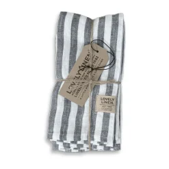 Servietten 45x45 cm Misty Edge Real Dark Grey<Lovely Linen Outlet