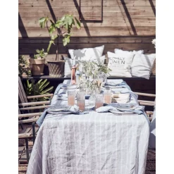 Lovely Linen Tischwäsche|Tischdecke 145x250 cm Misty Stripe Sky