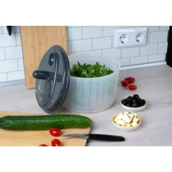 Salatschleuder mit Kurbel 23 cm grau<Lurch