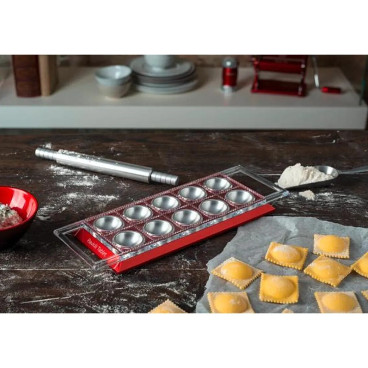Marcato Kochwelt Entdecken|Bestseller|Ravioli Tablett 34x12 cm rot