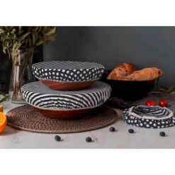 Textildeckel 3er Set schwarz/weiß gestreift unbewachst<Nuts Innovations AG Sale