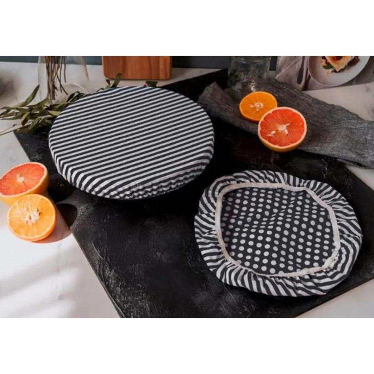 Textildeckel 3er Set schwarz/weiß gestreift unbewachst<Nuts Innovations AG Sale