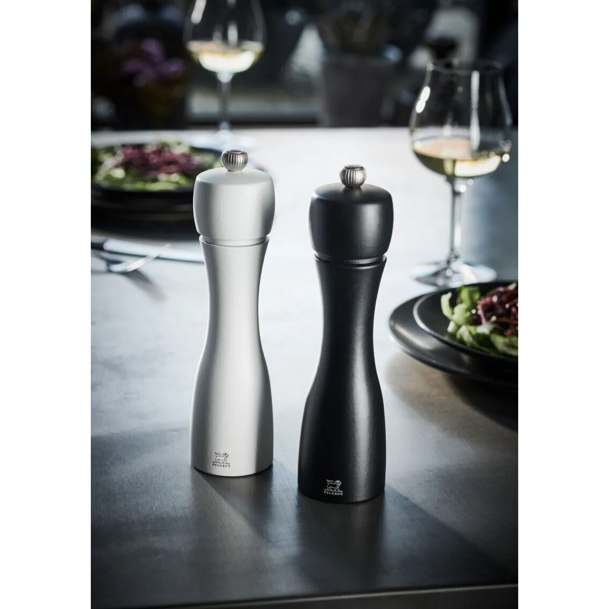 Peugeot Salat Zubehör|Weihnachten|Pfeffer- und Salzmühle 20 cm Tahiti Duo schwarz/weiß
