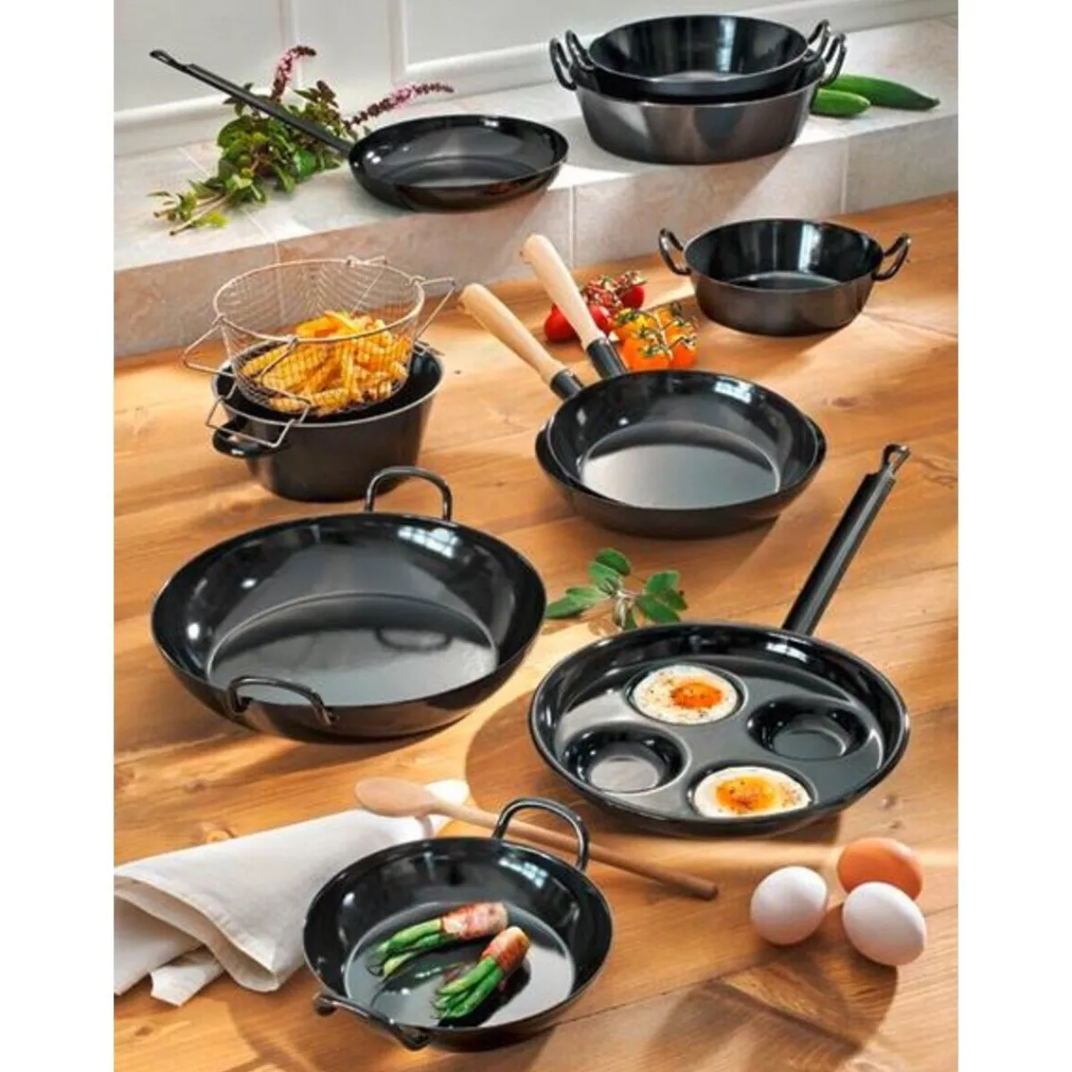 Schlemmerpfanne 26cm ~ mit 2 Griffen schwarz<Riess Best