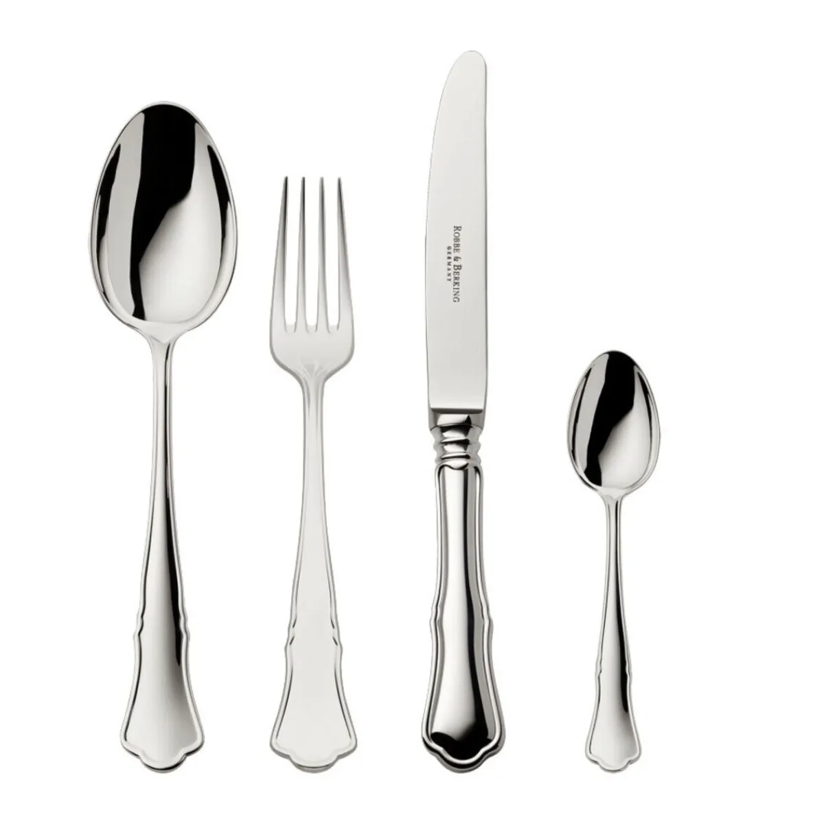 4 tlg. Garnitur Alt Chippendale 925 Sterlingsilber<Robbe & Berking Hot