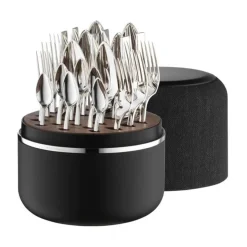 Robbe & Berking Besteck Set 6 Personen|The Box - Riva 150 g versilbert inkl. 24-tlg Besteckset Marble Cut